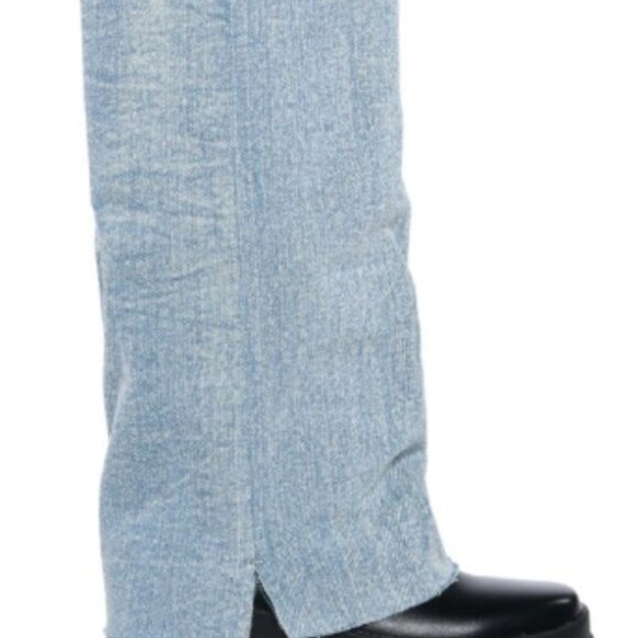 Azalea Wang Denim Cuff Platform Flat Boot - Picture 3 of 3